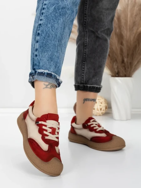 Pantofi Sport Dama din piele naturala 65852 RED | FRANCO GERARDO