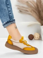 Pantofi Sport Dama din piele naturala 65852 YELLOW | FRANCO GERARDO