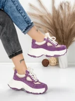 Pantofi Sport Dama din piele naturala HY1333 PURPLE-CREAM | FRANCO GERARDO