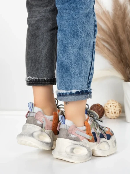 Pantofi Sport Dama din piele naturala HY8988-1 ORANGE-BLUE | FRANCO GERARDO