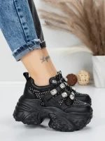 Pantofi Sport Dama cu Platforma 6166-86 BLACK | MEI