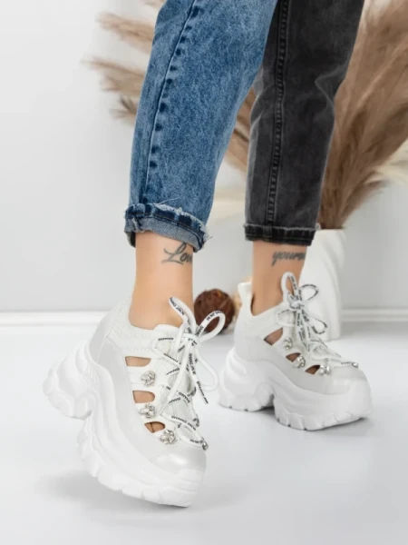 Pantofi Sport Dama cu Platforma 0897-33 WHITE | MEI