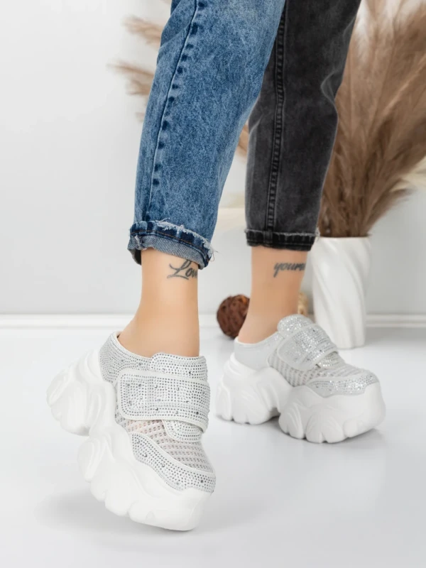 Pantofi Sport Dama cu Platforma 569-67 WHITE | MEI