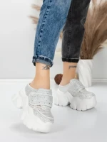 Pantofi Sport Dama cu Platforma 569-67 WHITE | MEI