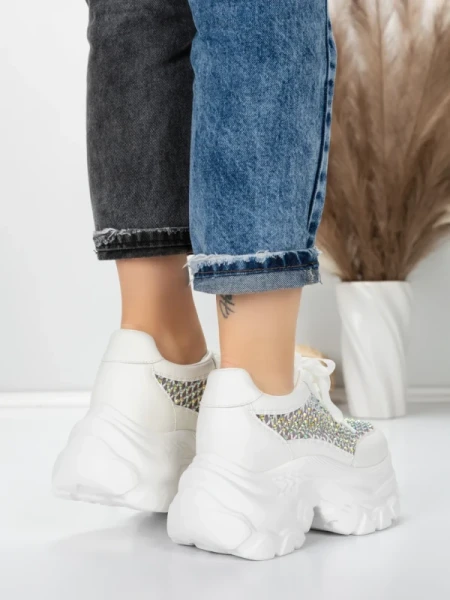 Pantofi Sport Dama cu Platforma 0897-36 WHITE | MEI