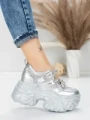 Pantofi Sport Dama cu Platforma 6166-80 SILVER | MEI