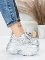 Pantofi Sport Dama cu Platforma 6166-88 SILVER | MEI