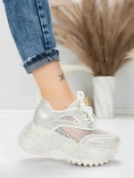 Pantofi Sport Dama cu Platforma 6968-1 WHITE | MEI