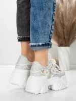 Pantofi Sport Dama cu Platforma 6166-87 WHITE | MEI