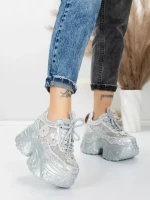 Pantofi Sport Dama cu Platforma 6166-87 SILVER | MEI