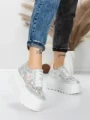 Pantofi Sport Dama cu Platforma 6208-36 SILVER | MEI