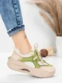 Pantofi Sport Dama din piele naturala 2577 CREAM-LIGHT GREEN | FRANCO GERARDO