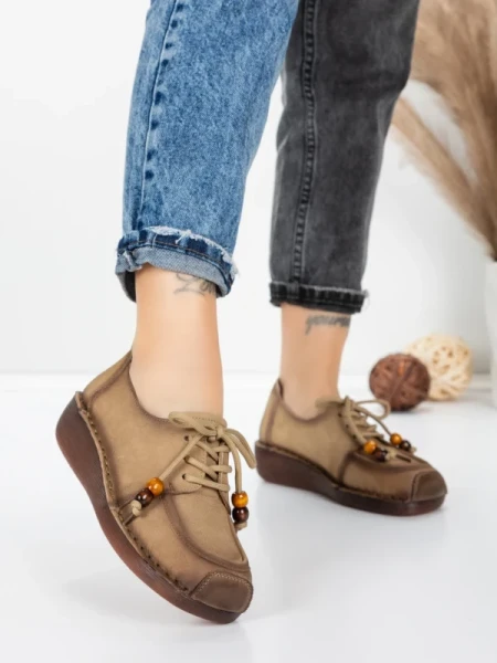 Pantofi Casual Dama din piele naturala 2553 APRICOT | FORMATIONE