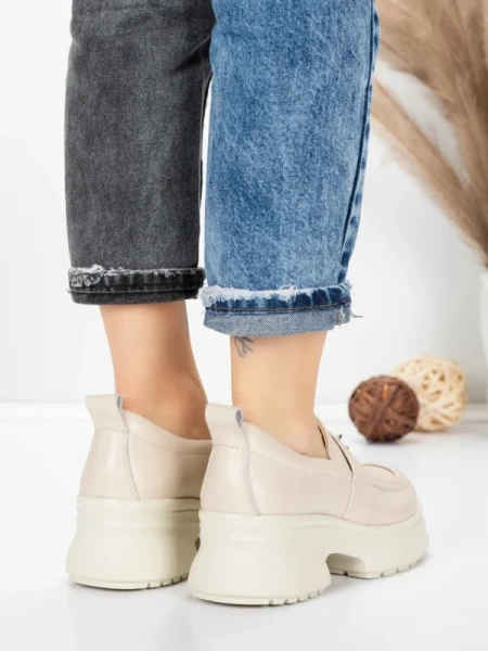 Pantofi Casual Dama din piele naturala 10828 CREAM | FORMATIONE