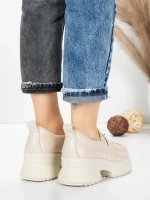 Pantofi Casual Dama din piele naturala 10828 CREAM | FORMATIONE