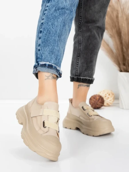 Pantofi Sport Dama din piele naturala 6806 CREAM | ADVANCER