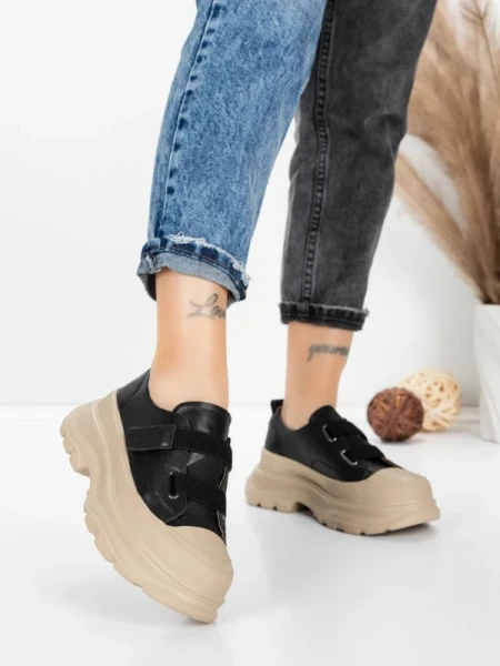 Pantofi Sport Dama din piele naturala 6806 BLACK | ADVANCER