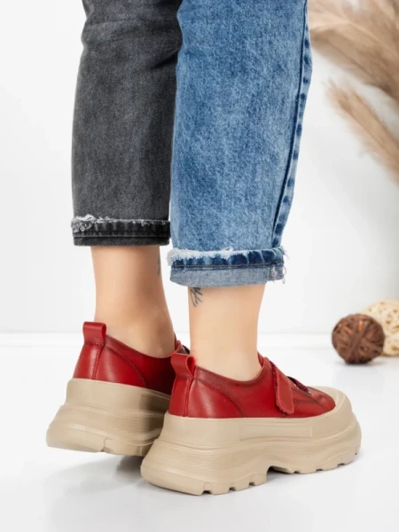 Pantofi Sport Dama din piele naturala 6806 RED | ADVANCER