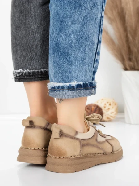 Pantofi Casual Dama din piele naturala 886 CREAM | FRANCO GERARDO