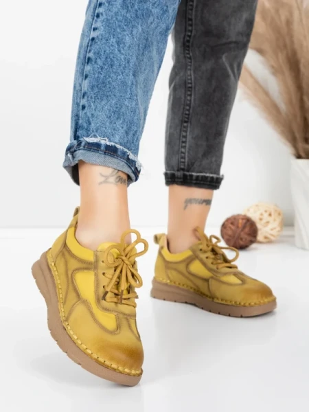 Pantofi Casual Dama din piele naturala 886 YELLOW | FRANCO GERARDO