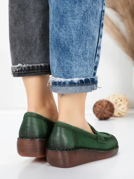 Pantofi Casual Dama din piele naturala 2557 GREEN | FORMATIONE