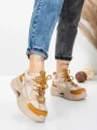 Pantofi Sport Dama din piele naturala 2576 CREAM-YELLOW | ADVANCER