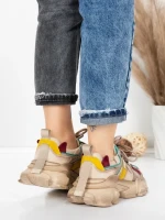 Pantofi Sport Dama din piele naturala HY5782 CREAM-LIGHT GREEN | FRANCO GERARDO