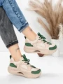 Pantofi Sport Dama din piele naturala 2576 CREAM-GREEN | ADVANCER