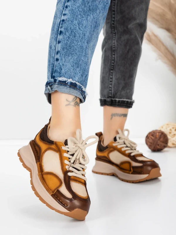 Pantofi Sport Dama din piele naturala 10018 YELLOW | FRANCO GERARDO