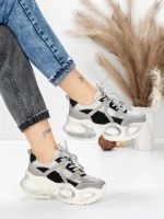 Pantofi Sport Dama din piele naturala HY8985 BLACK-GREY | FRANCO GERARDO