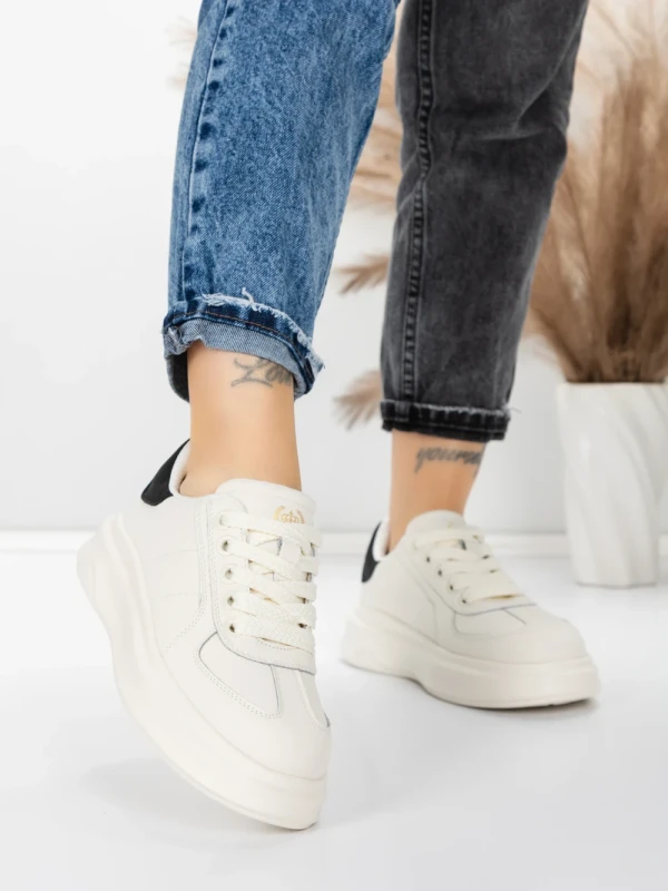 Pantofi Sport Dama din piele naturala FP26309 WHITE-BLACK | ADVANCER