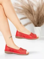 Balerini Dama din piele naturala 355-2 RED | ADVANCER