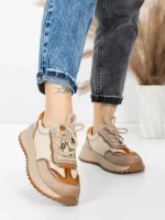 Pantofi Sport Dama din piele naturala 572305 CREAM-YELLOW | FRANCO GERARDO