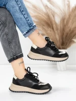 Pantofi Sport Dama din piele naturala 572305 BLACK-CREAM | FRANCO GERARDO