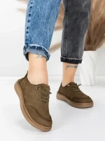 Pantofi Casual Dama din piele naturala 8736 KHAKI | FORMAZIONE
