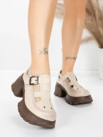 Pantofi Casual Dama din piele naturala 23282 CREAM | ADVANCER