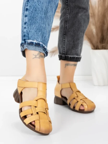 Sandale Dama din piele naturala 7983 YELLOW | ADVANCER