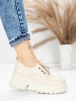 Pantofi Casual Dama din piele naturala 10829 CREAM | FORMAZIONE