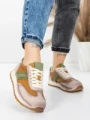 Pantofi Sport Dama din piele naturala KM9218 APRICOT-GREEN | ADVANCER