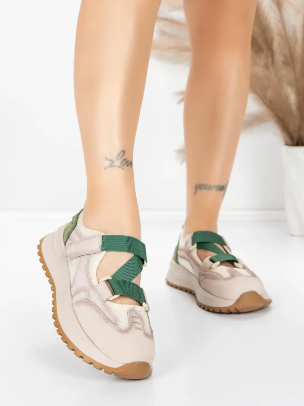 Pantofi Sport Dama din piele naturala KM3906 GREEN | ADVANCER