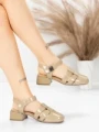 Pantofi cu toc din piele naturala 21161 KHAKI | ADVANCER