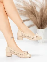 Pantofi cu toc din piele naturala 25876-13 APRICOT | ADVANCER