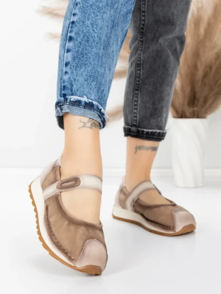 Pantofi Casual Dama din piele naturala KM9205 KHAKI | ADVANCER