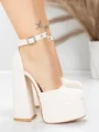Pantofi cu Toc gros si Platforma 2SY12 BEIGE | MEI