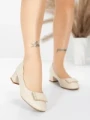 Pantofi cu Toc Gros 508-13 CREAM | ADVANCER