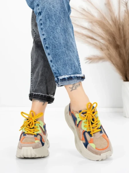 Pantofi Sport Dama din piele naturala 36823-1 ORANGE | ADVANCER