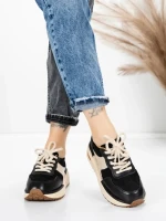 Pantofi Sport Dama din piele naturala 6055 BLACK | ADVANCER