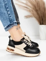 Pantofi Sport Dama din piele naturala 6055 BLACK | ADVANCER