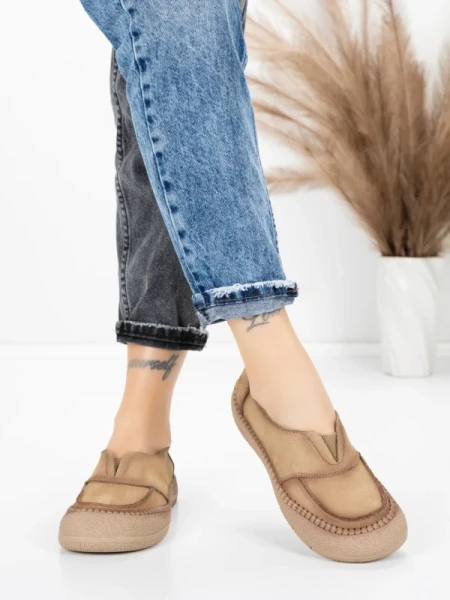 Pantofi Casual Dama din piele naturala KM5165 APRICOT | ADVANCER