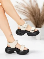 Sandale Dama din piele naturala 6818-1 CREAM | ADVANCER